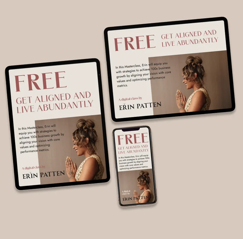 Get Aligned and Live Abundantly masterclass previewed on tablets and phone