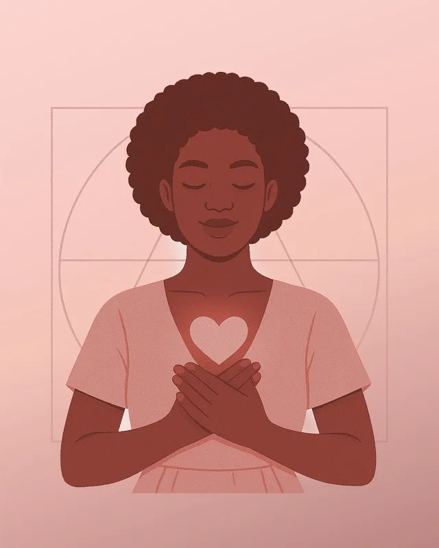 Illustration of a woman holding a heart