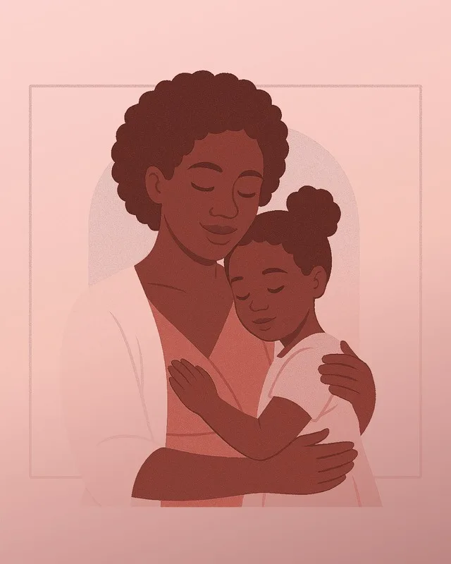Illustration of a mother and child
